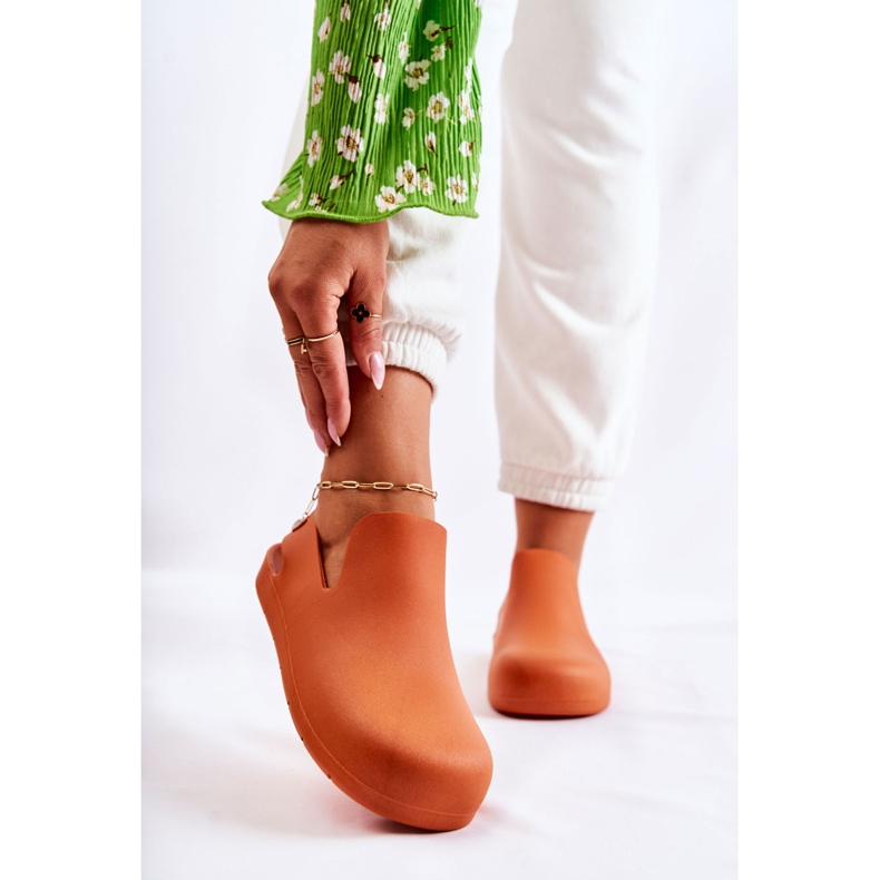 FS1 Saboți portocalii la modă din cauciuc Meriko portocale 1