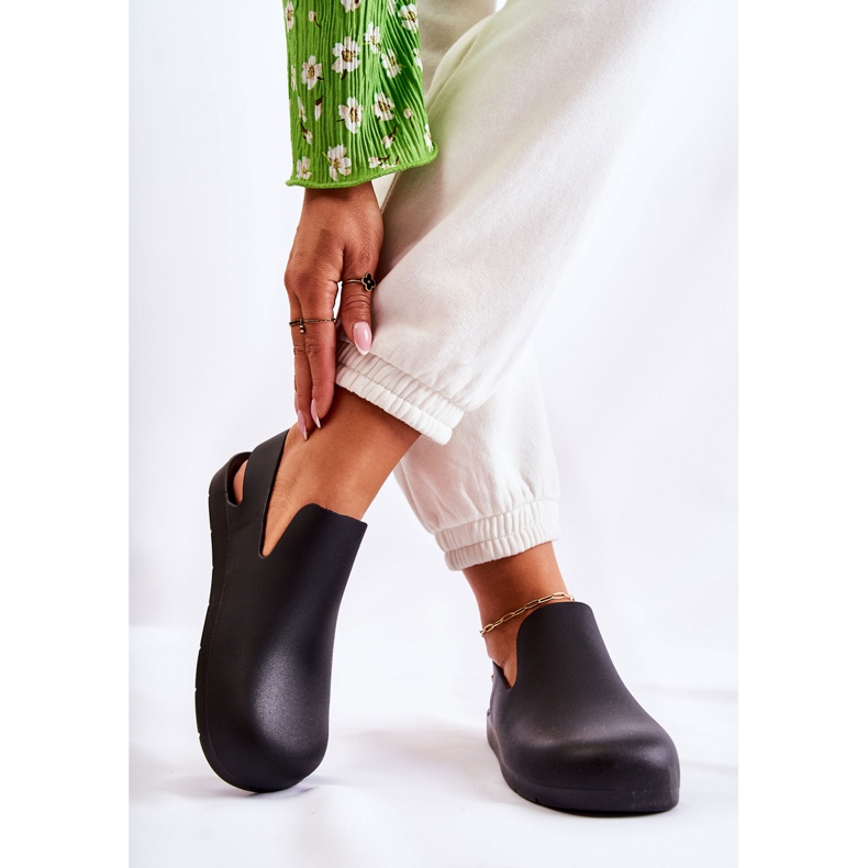 FS1 Saboți negri la modă din cauciuc Meriko negru 2