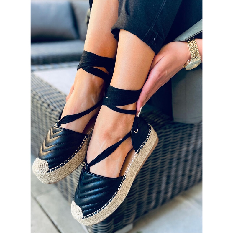 Freesia Espadrile negre legate la glezna negru 1