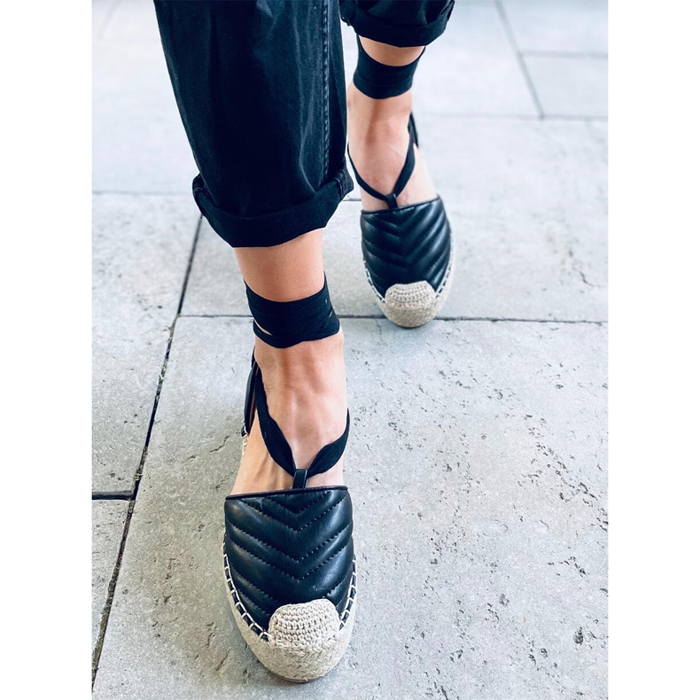 Freesia Espadrile negre legate la glezna negru 2