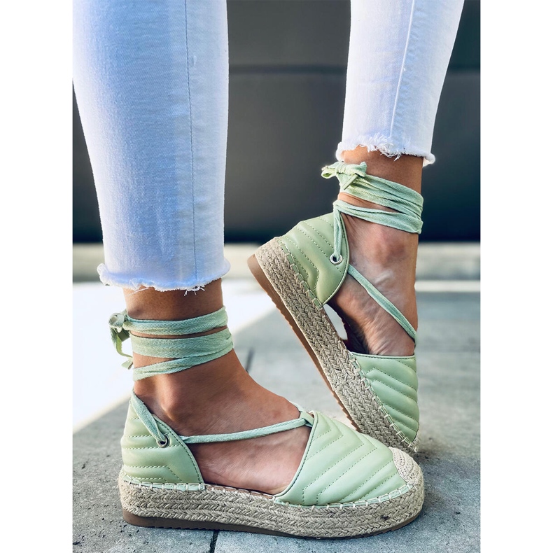 Espadrile Freesia Green cu glezne verde 2
