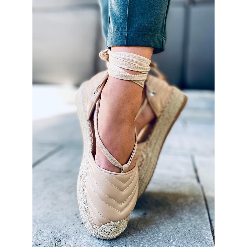 Espadrile Freesia Beige cu cravată la gleznă bej 1