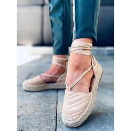 Espadrile Freesia Beige cu cravată la gleznă bej 2