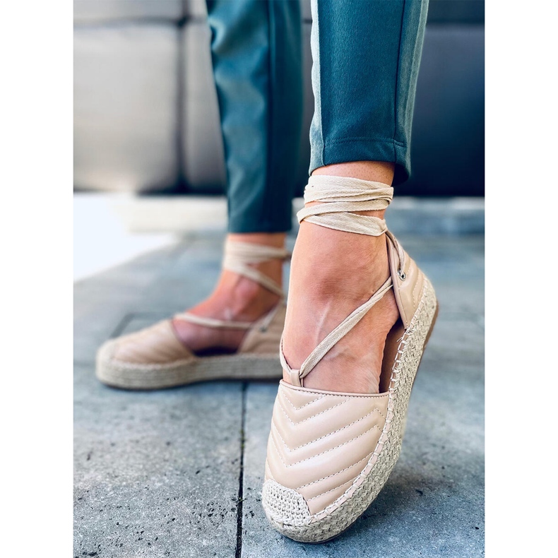 Espadrile Freesia Beige cu cravată la gleznă bej 2