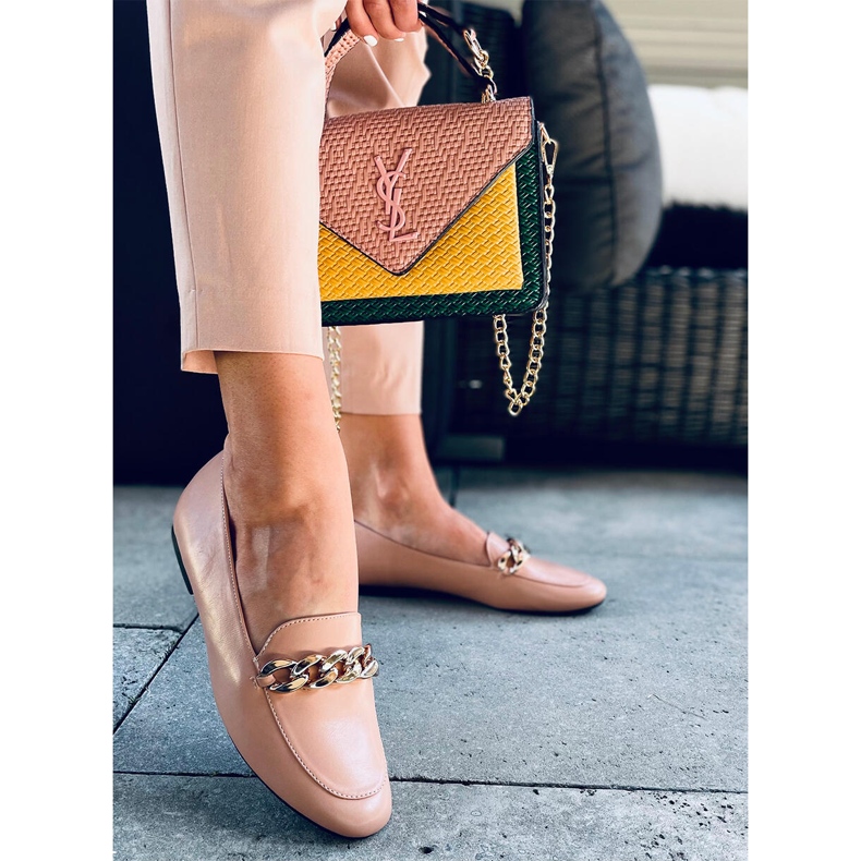 Mocasini cu lant nudi Addison bej 1