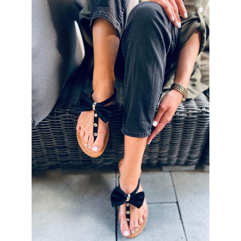 Flip-flops cu fundă Twist Black negru 2