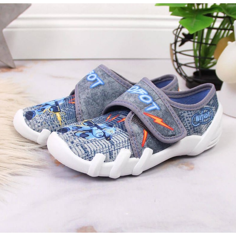 Papuci gri Velcro gri pentru gradinita Jr. Befado 2