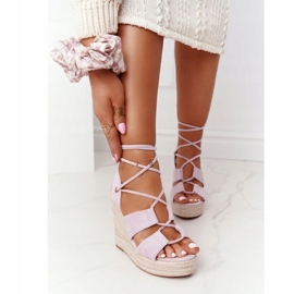 MSMG Sandale cu toc legat Violet Mallorca 2