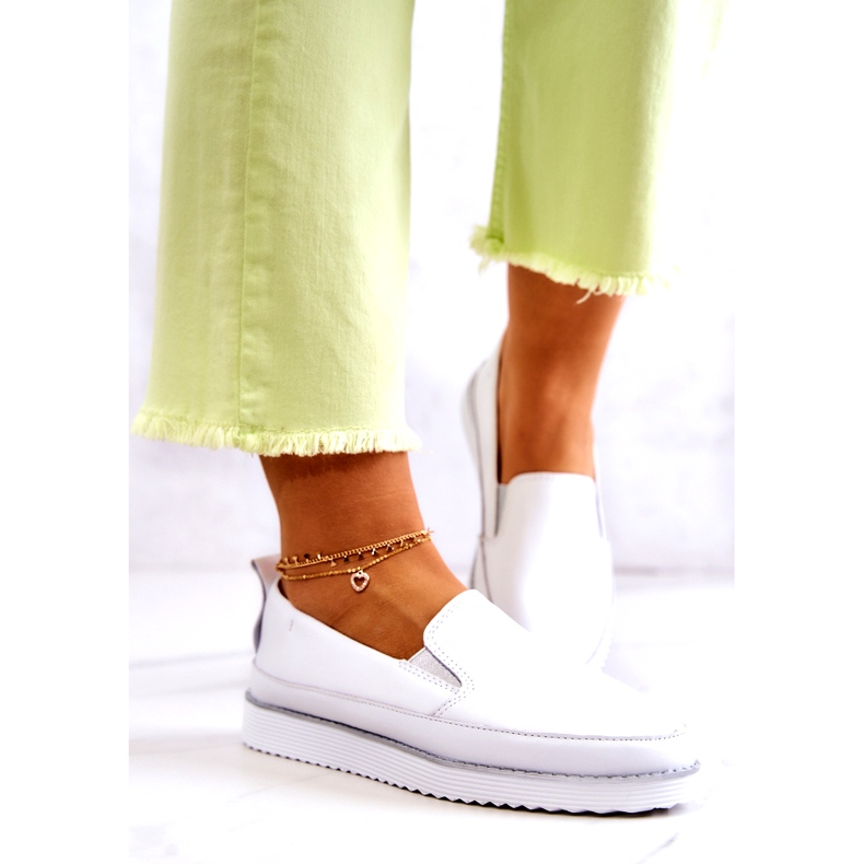 Pantofi de damă din piele Slip-On S.Barski alb 3