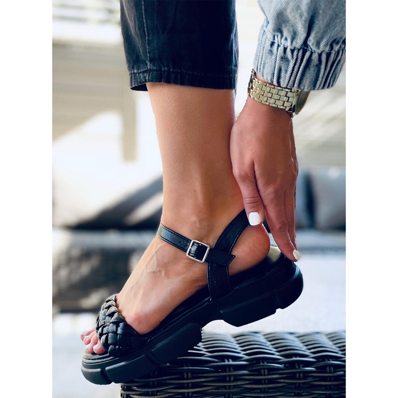 Sandale pe talpă înaltă Shanti Black negru 2