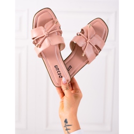 SHELOVET Papuci cu legare decorativa roz 1