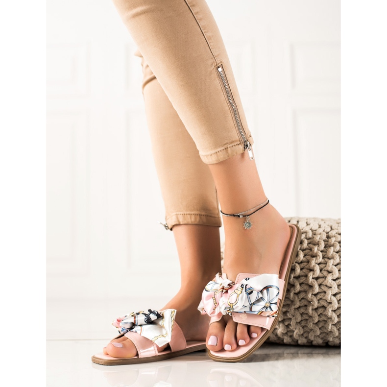 SHELOVET Papuci cu fundă decorativă roz 2