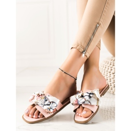 SHELOVET Papuci cu fundă decorativă roz 1