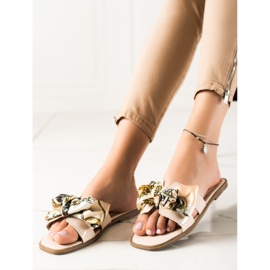 SHELOVET Papuci cu fundă decorativă bej 1