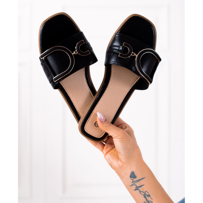 SHELOVET Papuci negri clasici negru 1