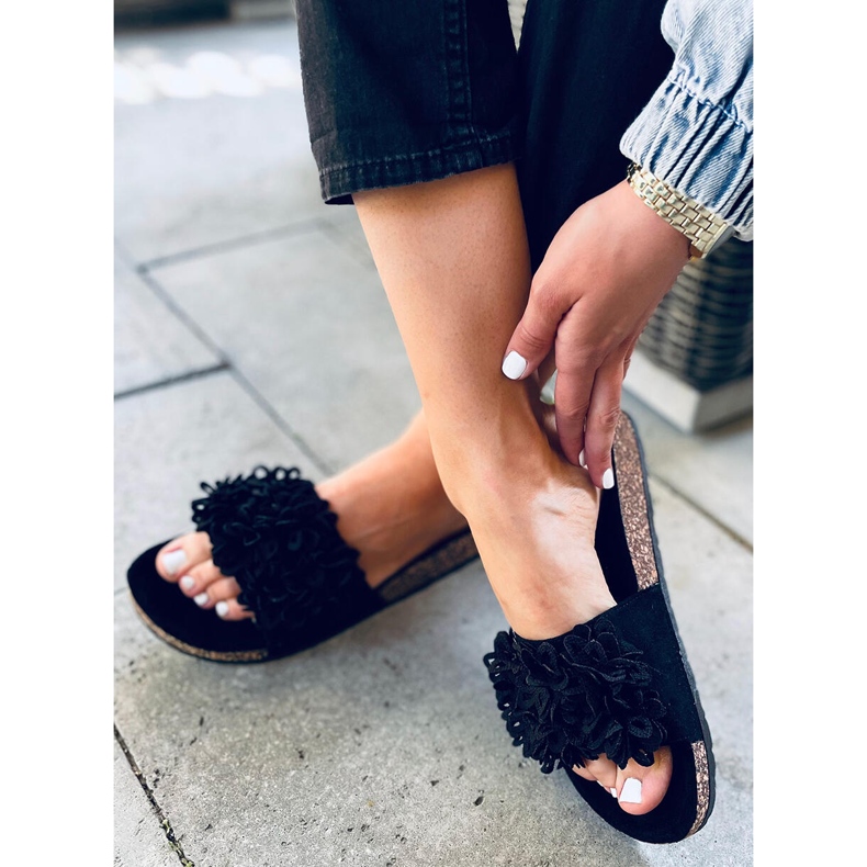 Berry Papuci din plută neagră negru 1