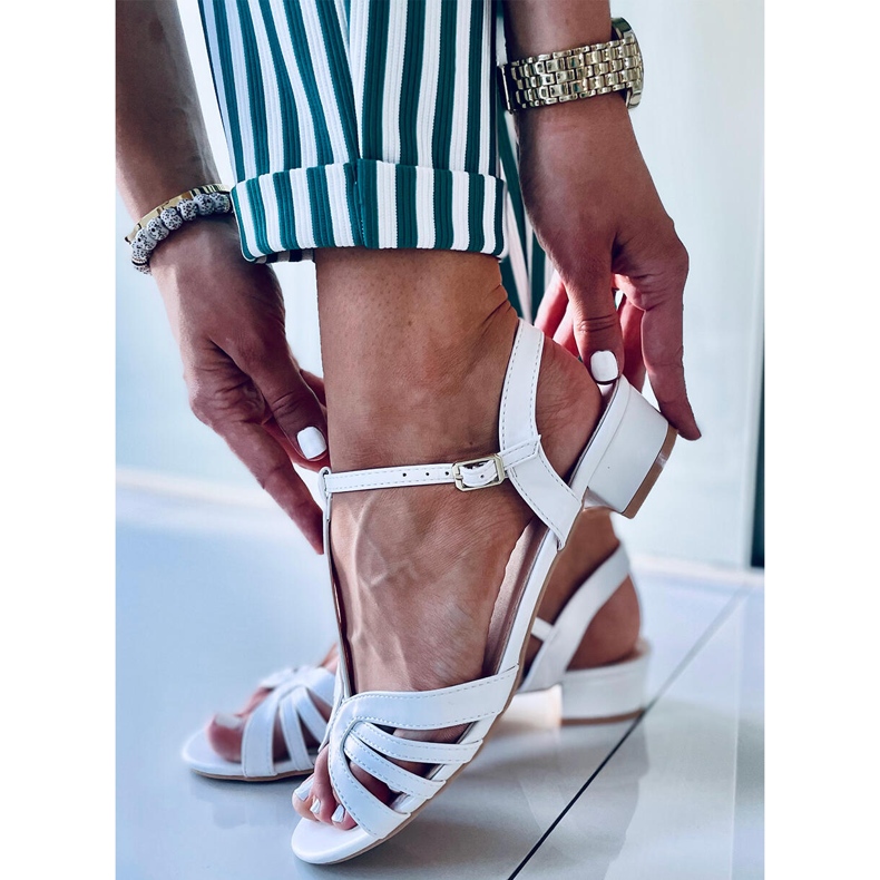 Sandale Sparkle White cu toc mic alb 1