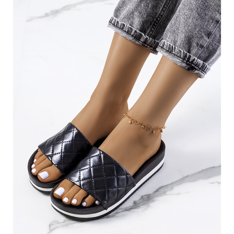 Papuci Hassell matlasați negri negru 1