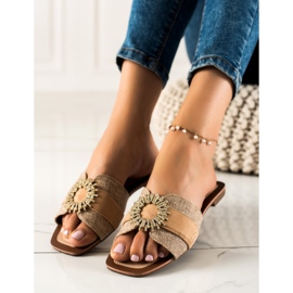 Seastar Papuci cu un decor din zirconiu cubic bej 1