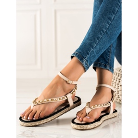 Seastar Sandale flip-flops cu lanț decorativ bej 2 Seastar Sandale flip-flops cu lanț decorativ bej 2