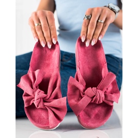 SHELOVET Papuci la modă cu fundă roz 1