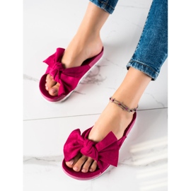 SHELOVET Papuci la modă cu arc roz 1 SHELOVET Papuci la modă cu arc roz 1