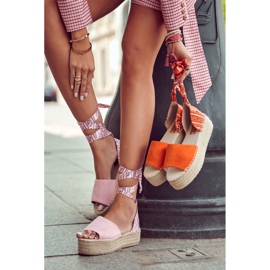 FB2 Sandale cu pană portocalie din piele intoarsa Livia portocale 1