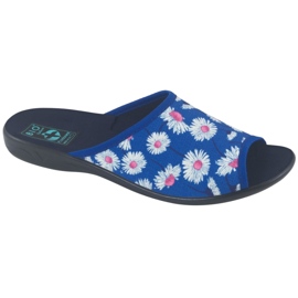 Adanex Papuci de dama cu flori Gadane SAK1 27153 alb albastru roz 1