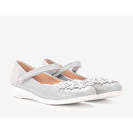 Balerini gri strălucitori pentru copii Alaja argint 1