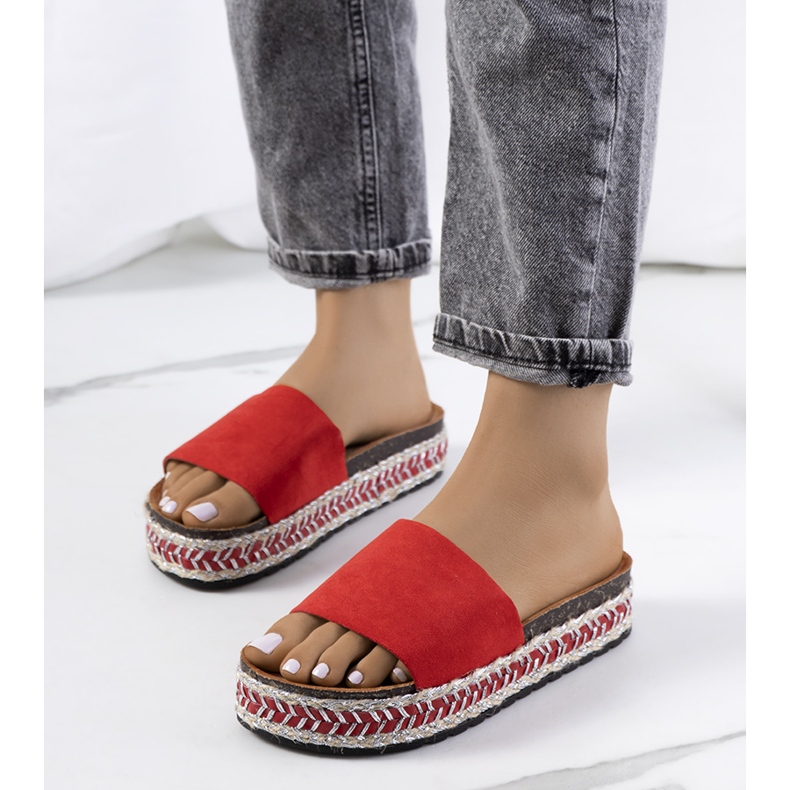 Sandale roșii pe talpa din plută Bonython roșu 1