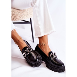 Mocasini Brogues dama piele negru-argintiu Laura Messi 2339 1