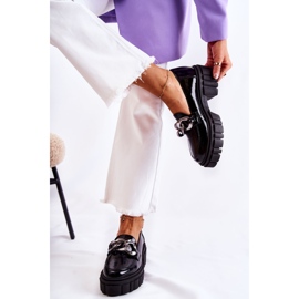 Mocasini Brogues dama piele negru-argintiu Laura Messi 2339 2