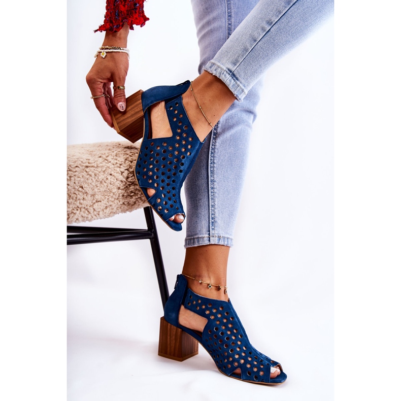 Cizme ajurate pe un stâlp Maciejka 04593-17 Bleumarin albastru marin 1