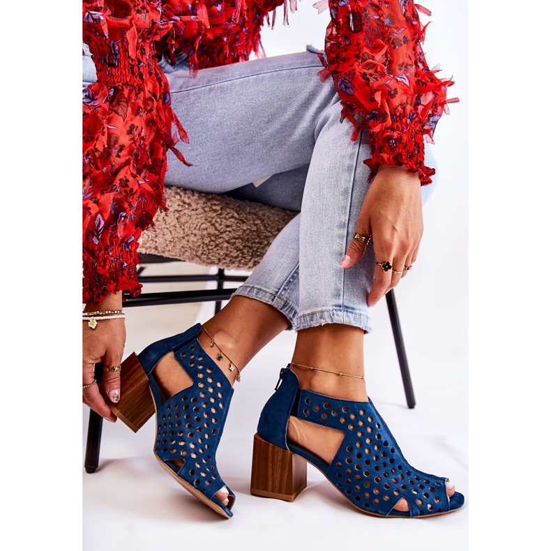 Cizme ajurate pe un stâlp Maciejka 04593-17 Bleumarin albastru marin 2