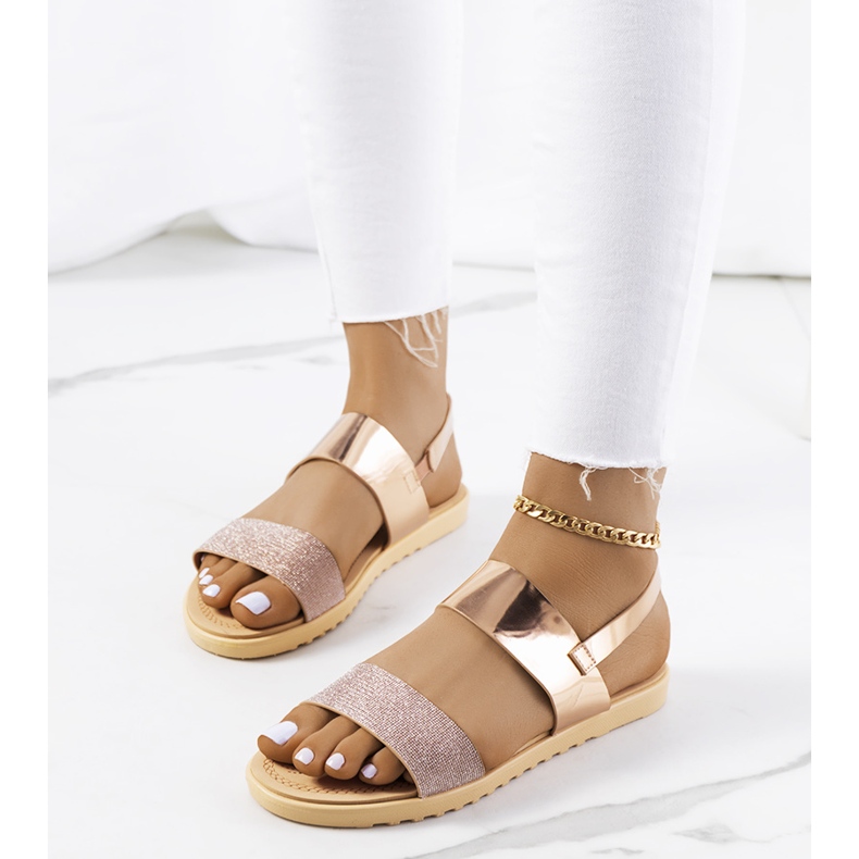 Sandale dama roz Laval multicolor de aur 1