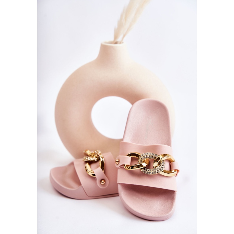 FK1 Papuci de cauciuc pentru copii cu lanț decorativ roz Suzie 2