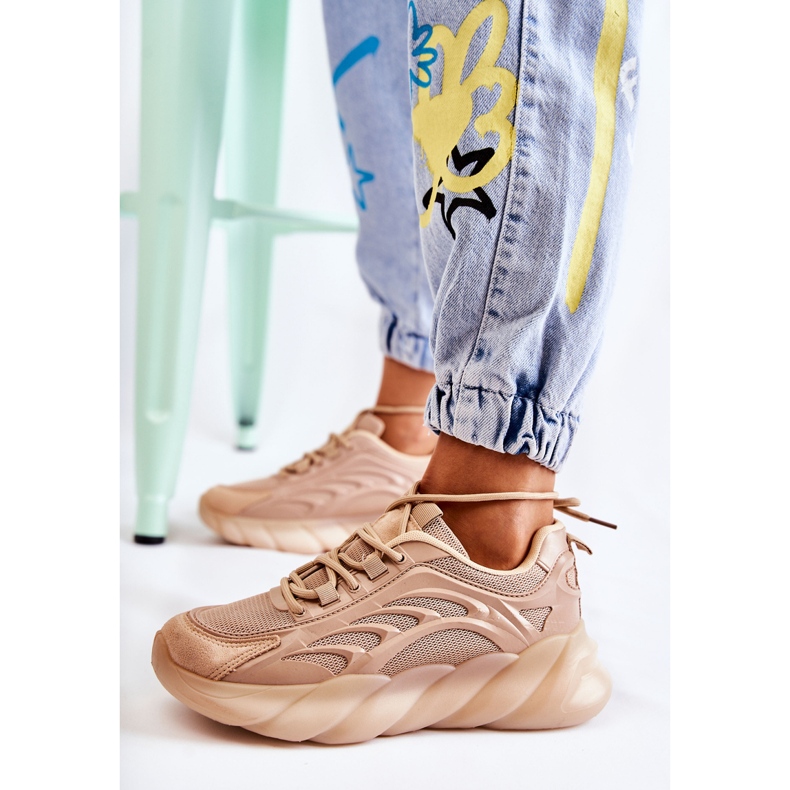 PM2 Pantofi sport dama la moda pantofi sport bej Sollero de aur 1