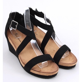 Sandale cu pană Ashlyn Black negru 1