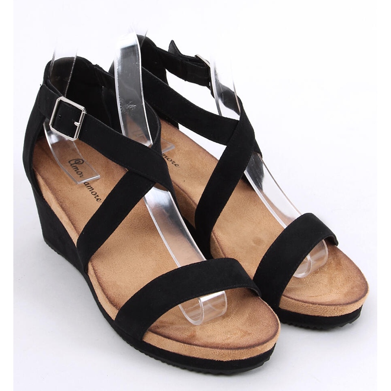 Sandale cu pană Ashlyn Black negru 1