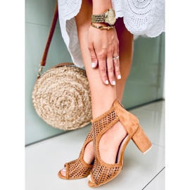 Sandale boho ajurate Vivian Camel maro 5