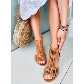 Sandale boho ajurate Vivian Camel maro 4