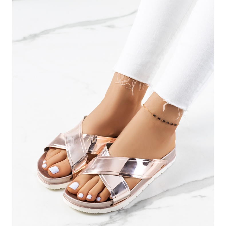 Papuci Nicolay de dama aurii roz de aur 1