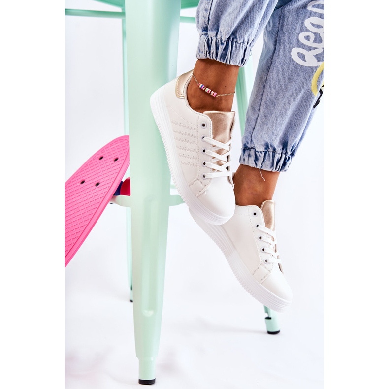 FK2 Pantofi sport albi dama Samanta de aur 1