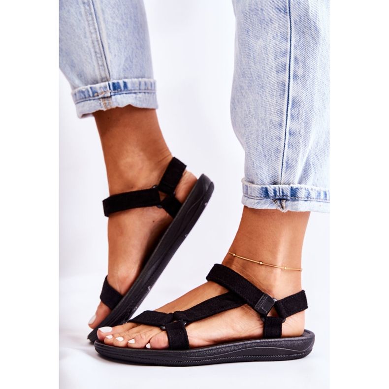 Sandale sport neagră Harris din piele intoarsa pentru femei negru 2