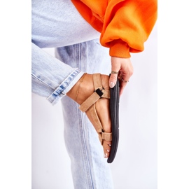 PM1 Sandale sport din piele intoarsa pentru dama, bej inchis Harris 2