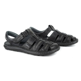 Olivier Sandale de vară din piele pentru bărbați 230MA negru 2
