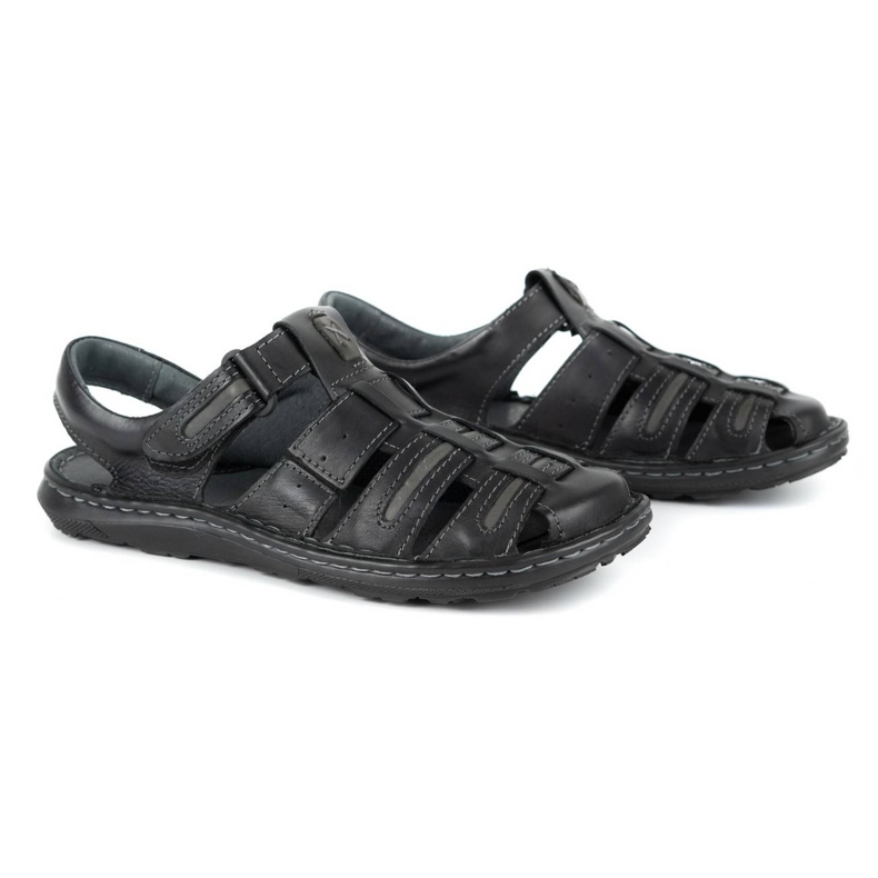 Olivier Sandale de vară din piele pentru bărbați 230MA negru 2