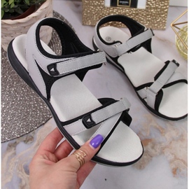 Sandale sport gri cu velcro W American Club negru 1