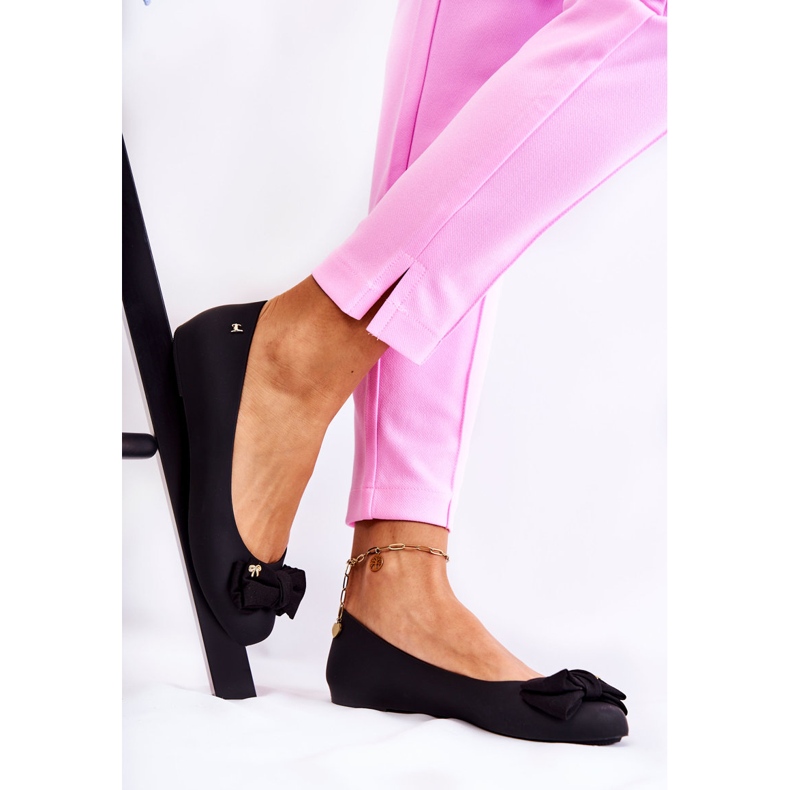 PH1 Balerini din cauciuc de damă cu fundă Negru Fergie 1