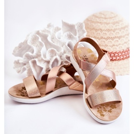 S.Barski Sandale Copii Cu Velcro Roz Aur Alise de aur de aur 2
